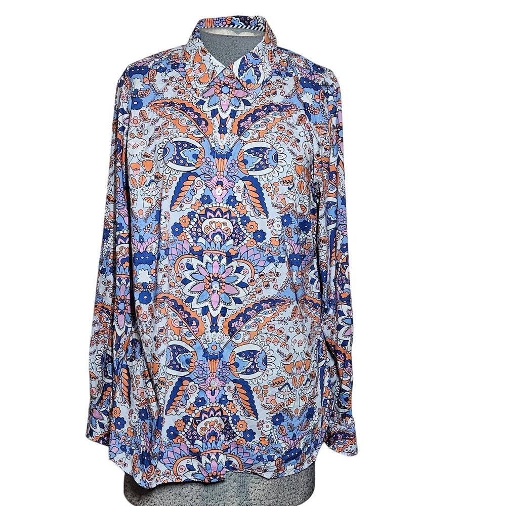 Talbots Cotton Button Down Blouse Size Medium - image 1